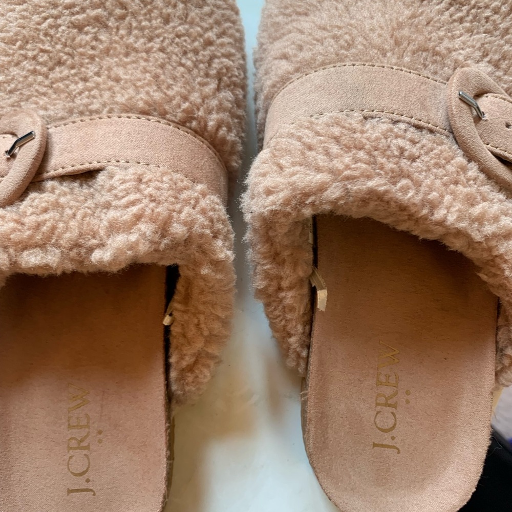 J. Crew Tan Cozy Sherpa Slippers
